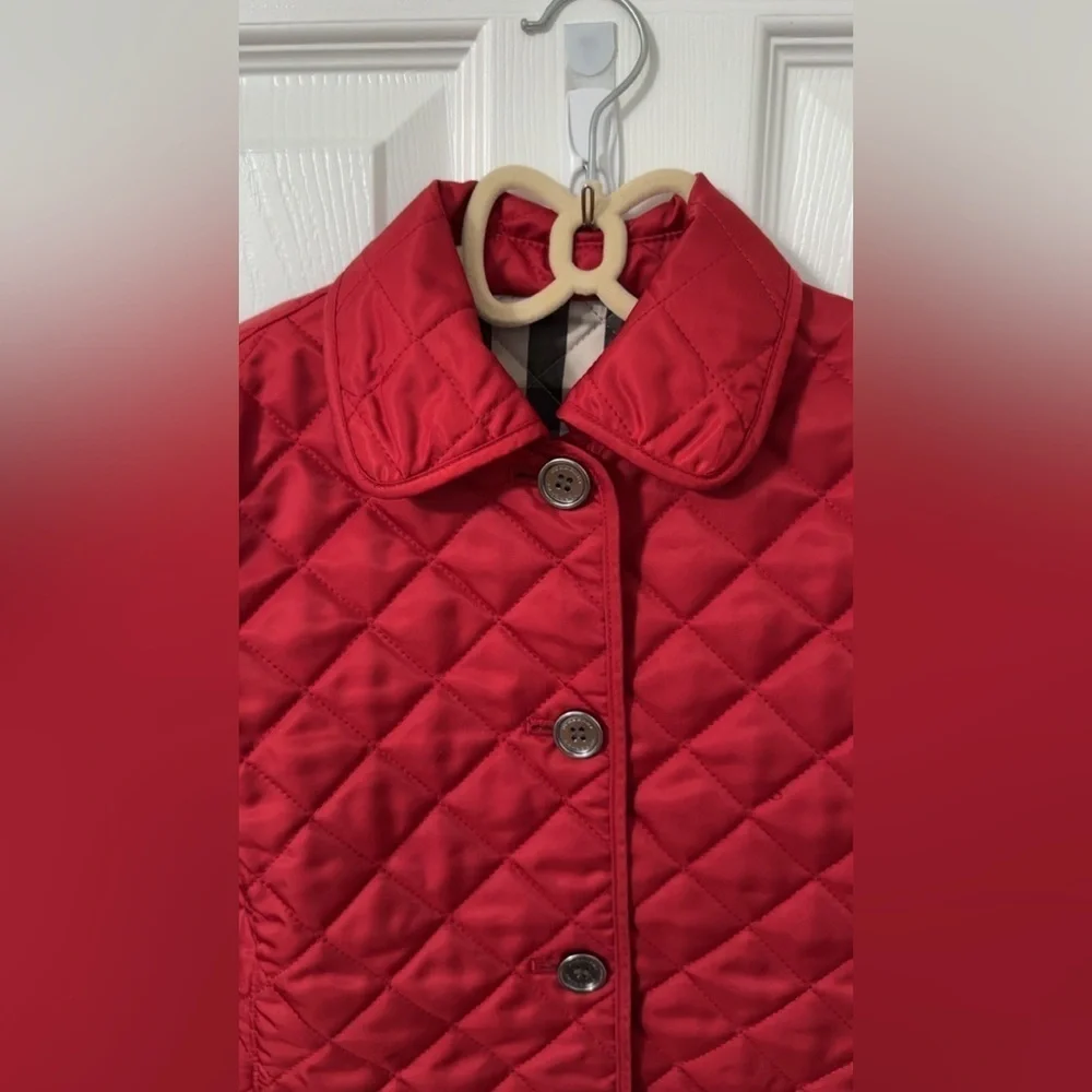 Burberry Kids Red Quilted Puffer Jacket